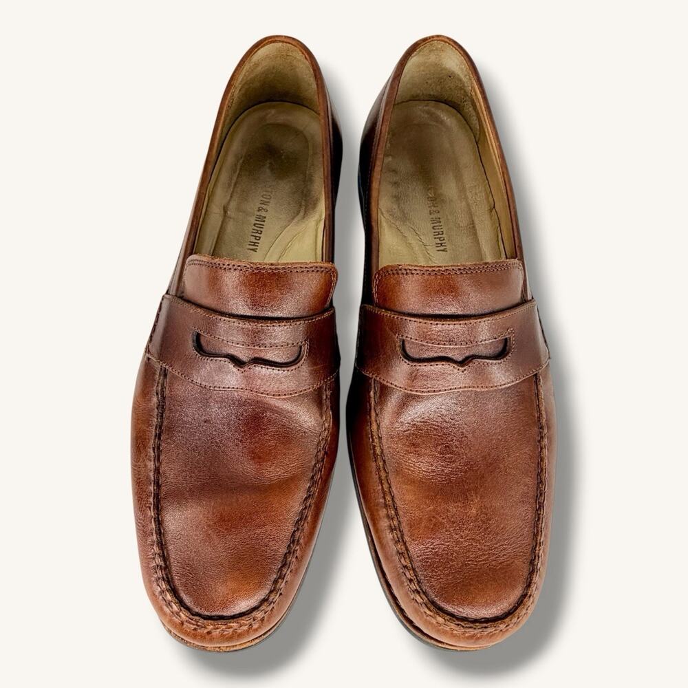 Johnston & Murphy Ainsworth Men's Brown Leather Penny Loafers 11.5 Sheepskin